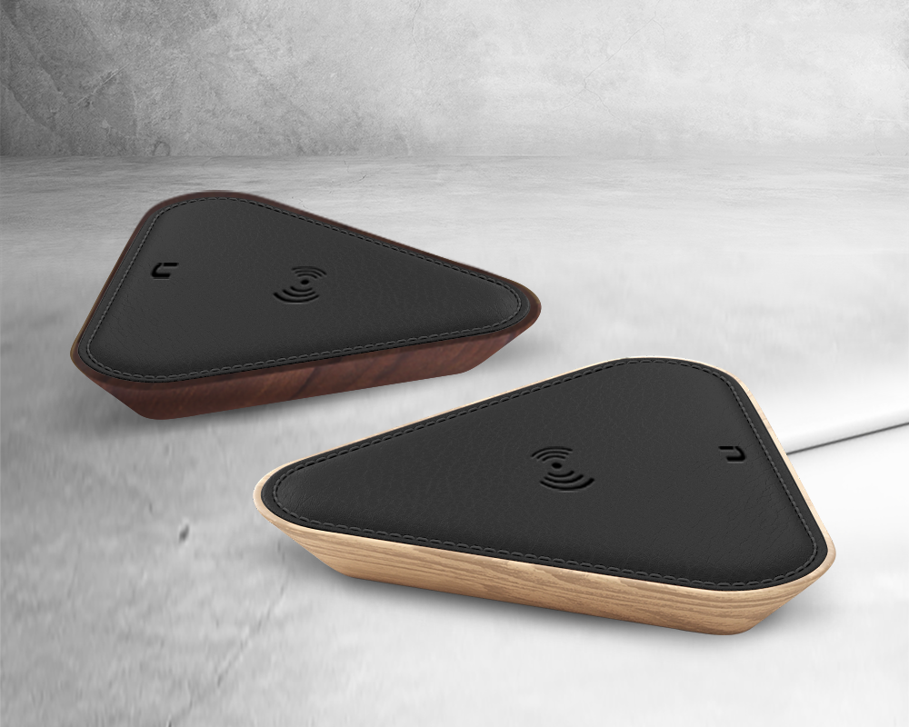 Chargeur sans fil 15W magnétique en bois et PU