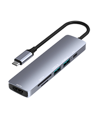 Hub USB C 6 en 1 avec interface PD/USB et vidéo